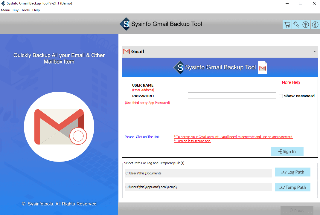 Sysinfo Gmail Backup Tool