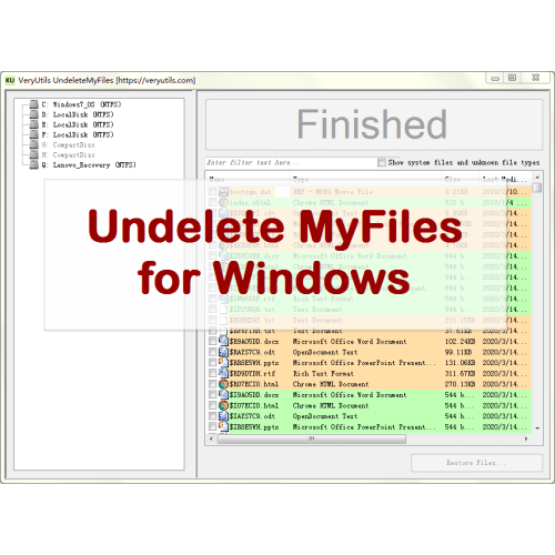 VeryUtils Undelete MyFiles