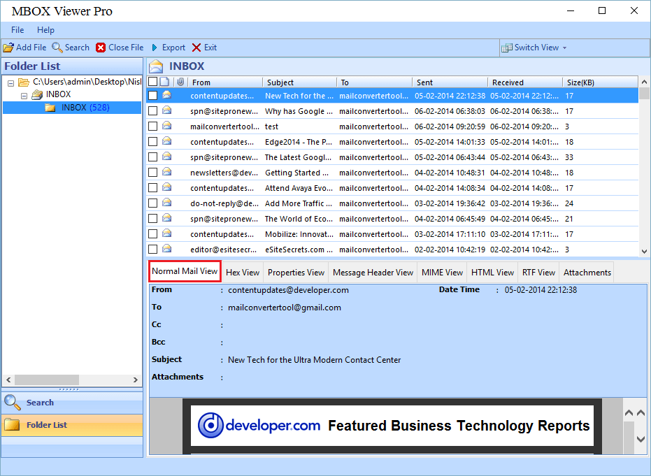 Export Mailbox to PDF