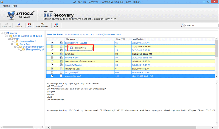 Restore BKF File