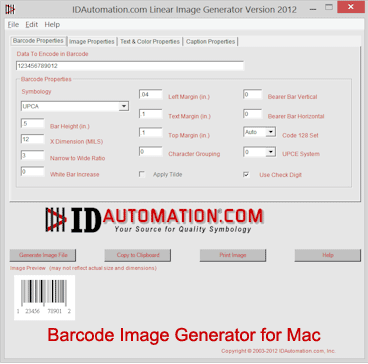 Linear Barcode Image Generator for Mac