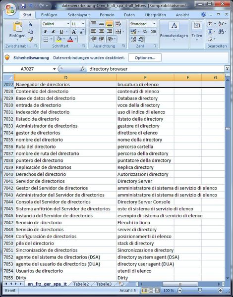 Dataprocessing Dictionary Spanish Italian