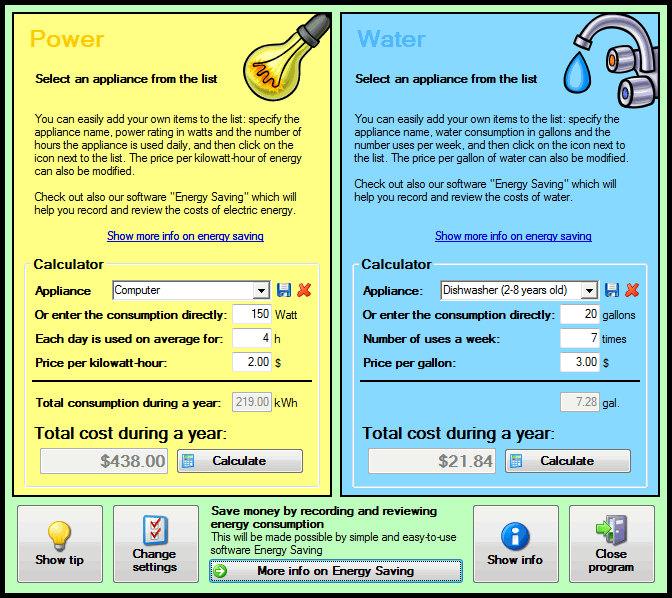 Energy Costs Calculator