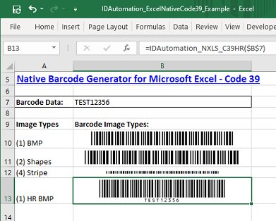 Excel Code 39 Barcode Generator