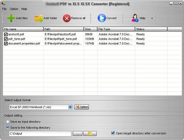 PDF to XLSX converter