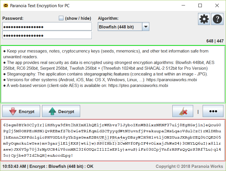 Paranoia Text Encryption for PC