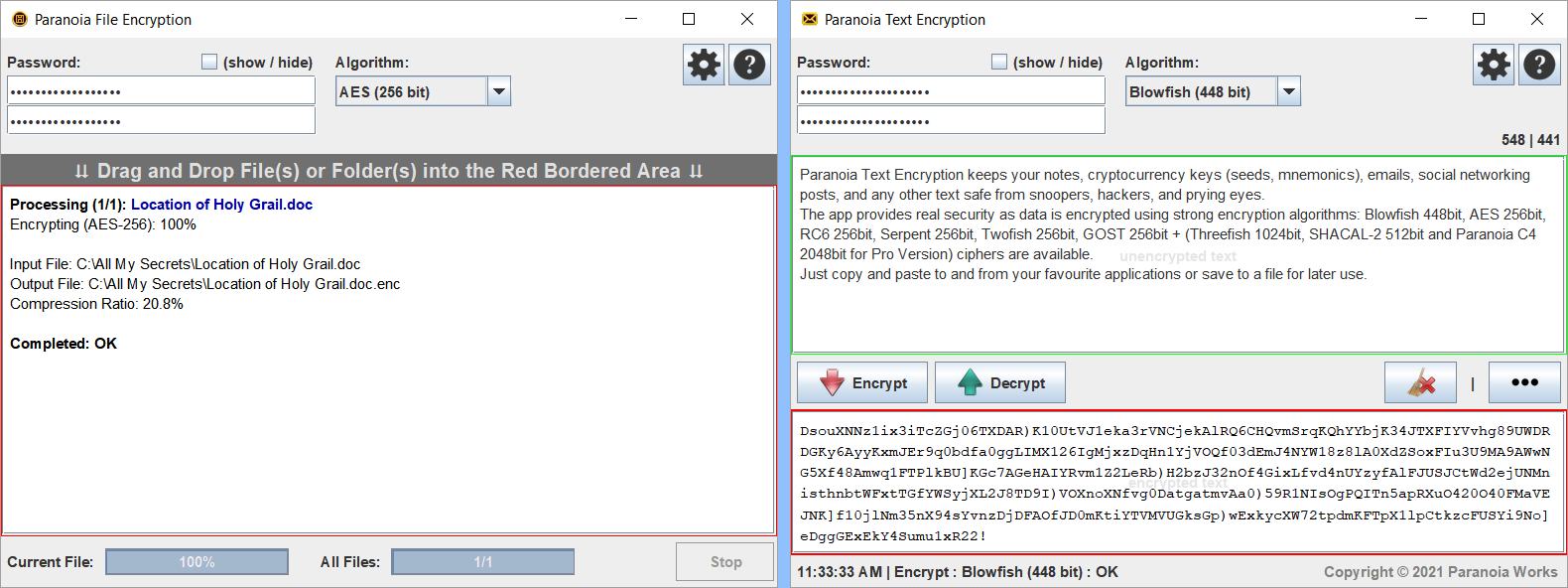 Paranoia File & Text Encryption