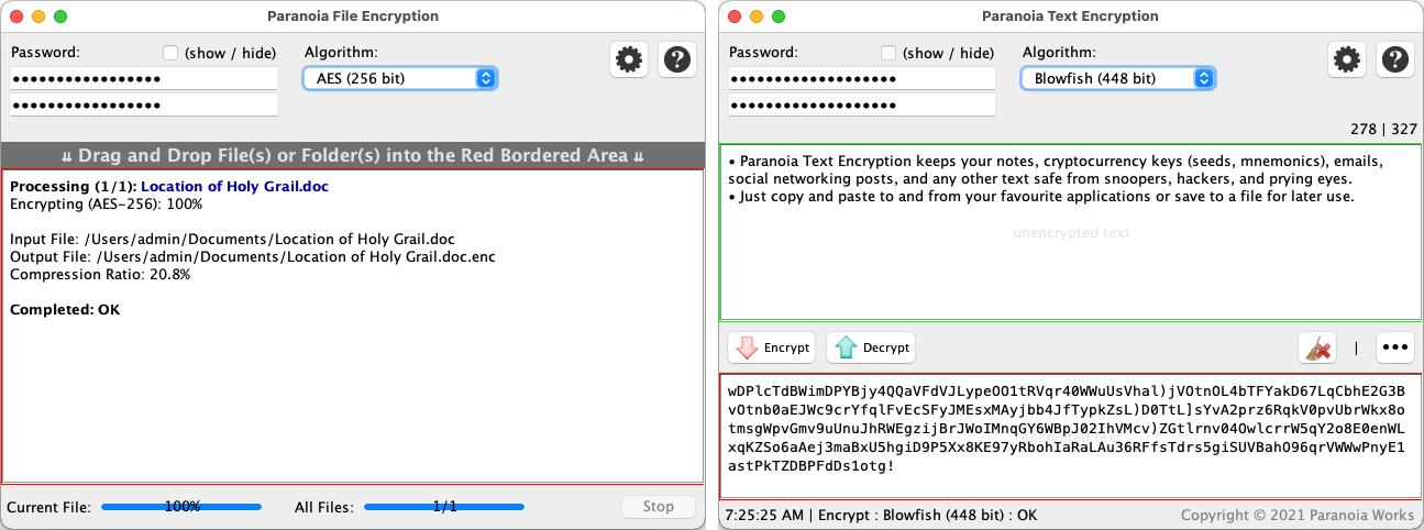 Paranoia File and Text Encryption