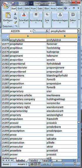 Wordlist English Norwegian Bokmål