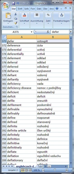 Dictionary Wordlist English Czech