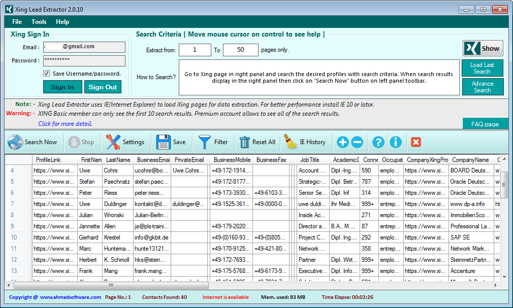 Xing Lead Extractor