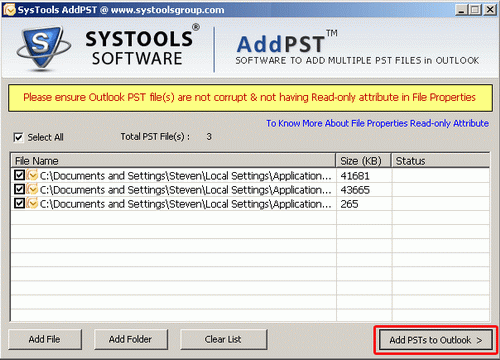 Add PST in Outlook 2003