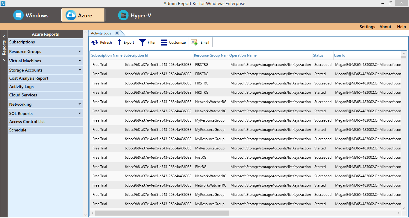 Azure Reporting Tool