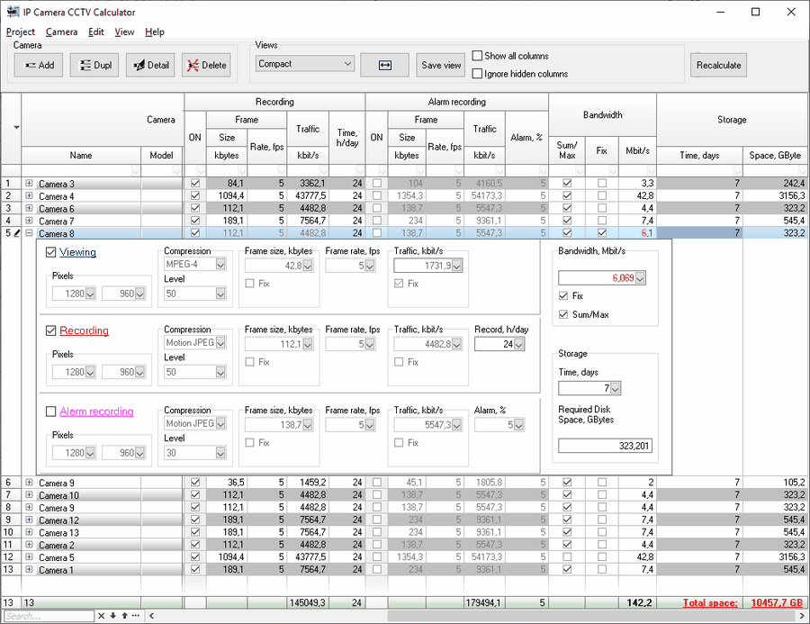 IP Camera CCTV Calculator