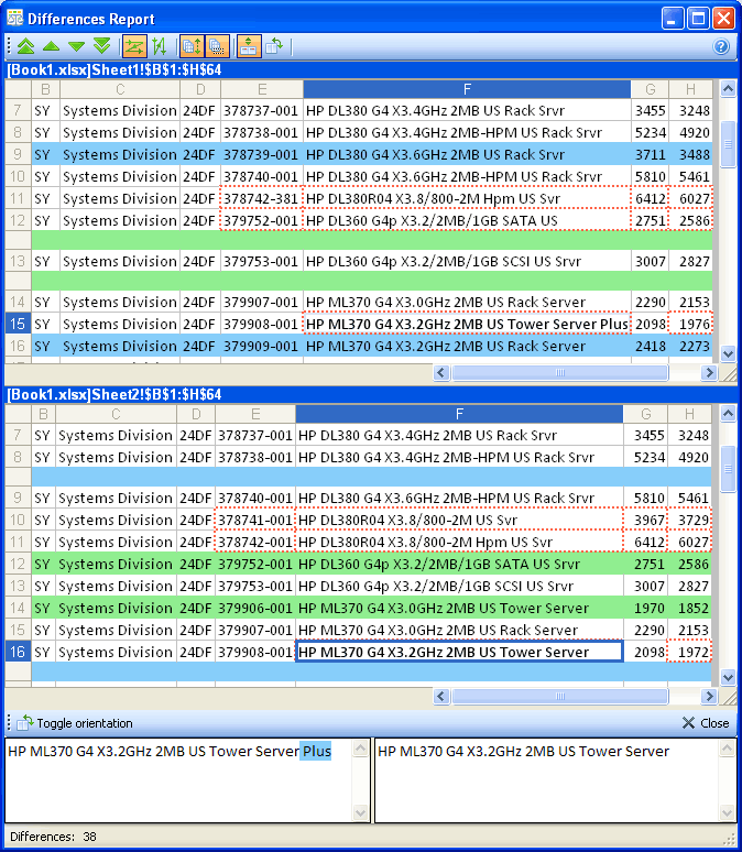 Compare Spreadsheets for Excel