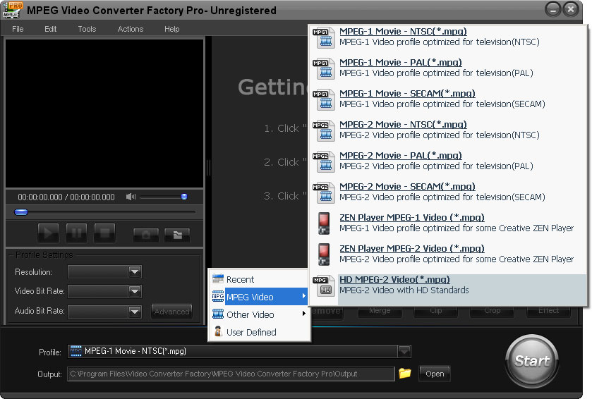 MPEG Video Converter Factory Pro