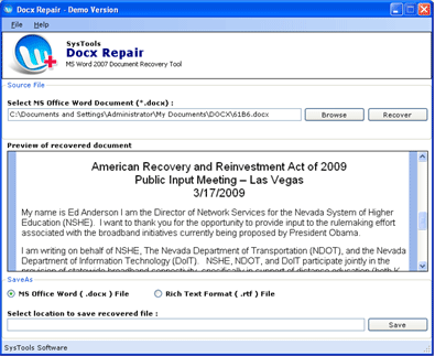 Word 2007 Repair Corrupted Document