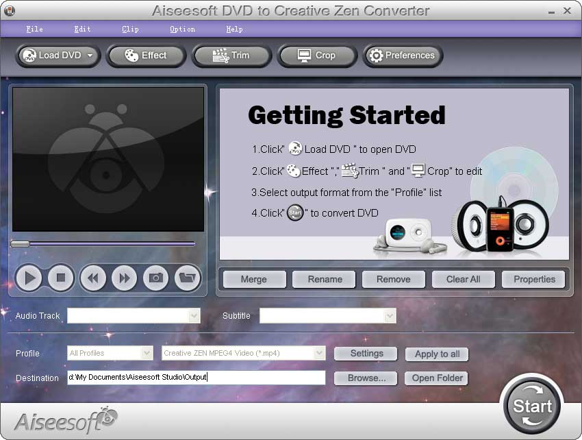 Aiseesoft DVD to Creative Zen Converter