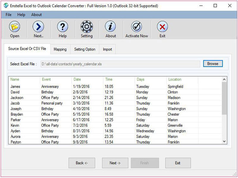 XLSX to PST Calendar Converter Software