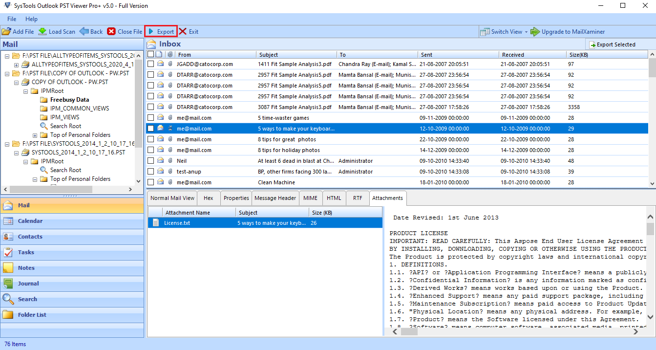 Export PST Files into Multiple Formats