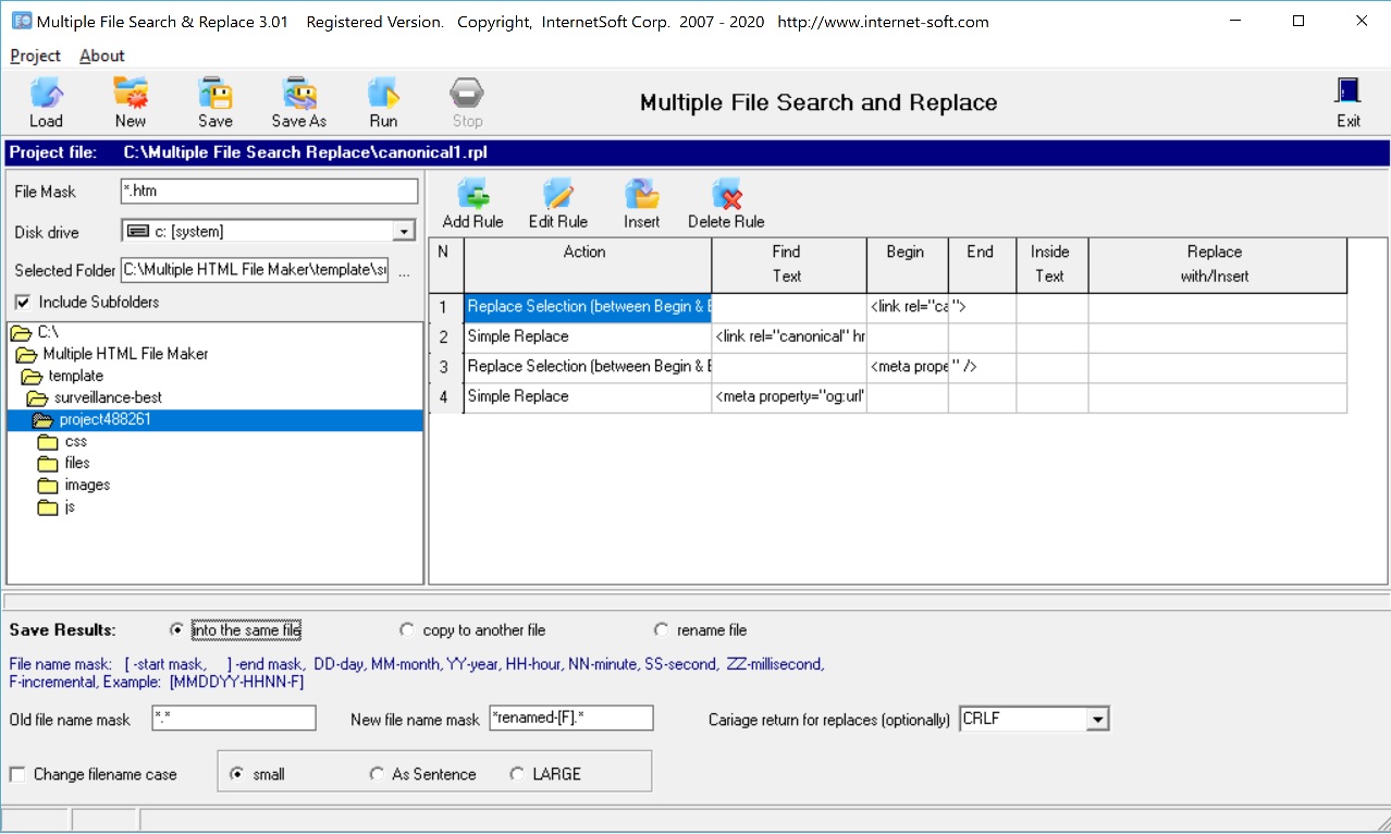 Multiple File Search and Replace