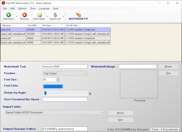 Free PDF Watermarker 4dots