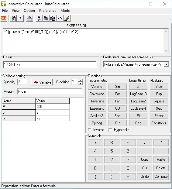 Innovative calculator – InnoCalculator