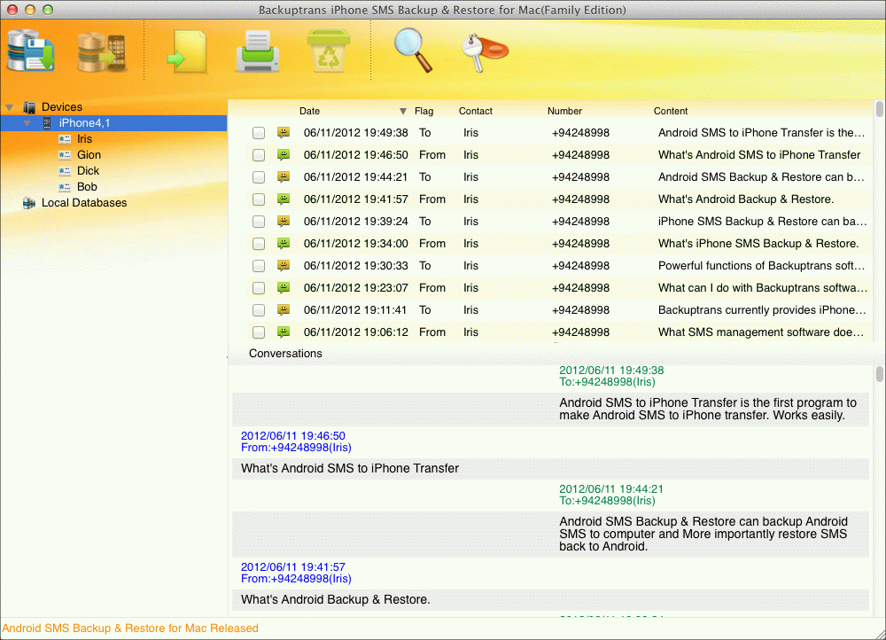 iPhone SMS Backup & Restore for Mac