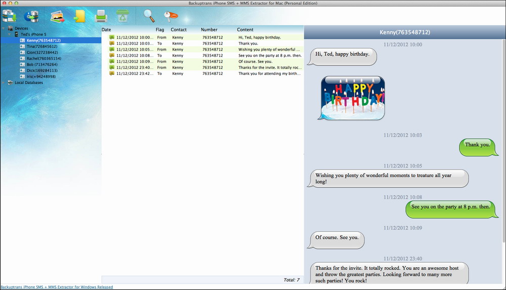 iPhone SMS + MMS Extractor for Mac