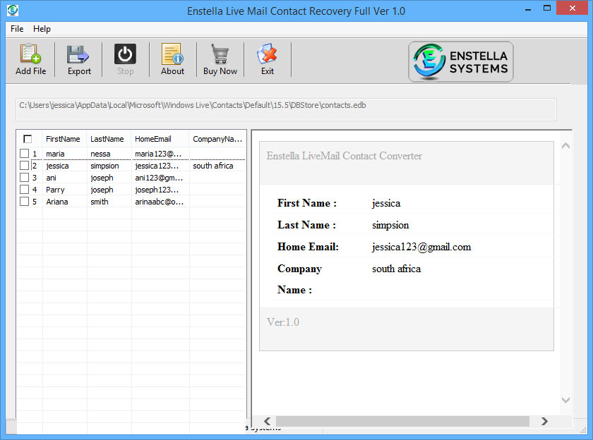 Live Mail Contacts Converter