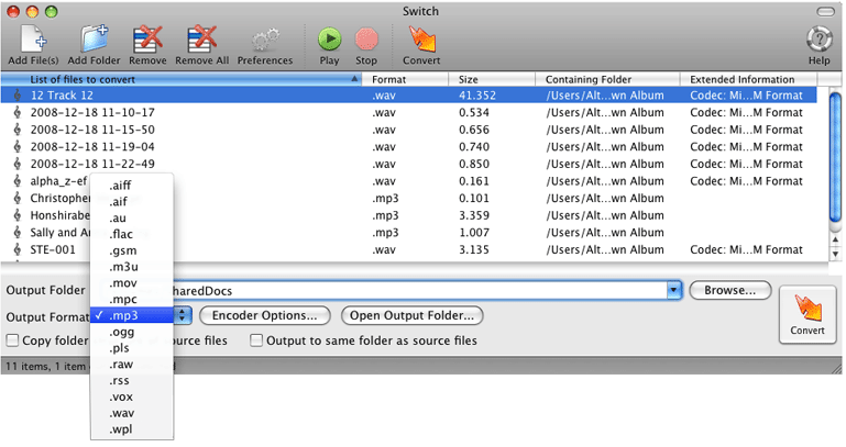 Switch Audio File Converter for Mac
