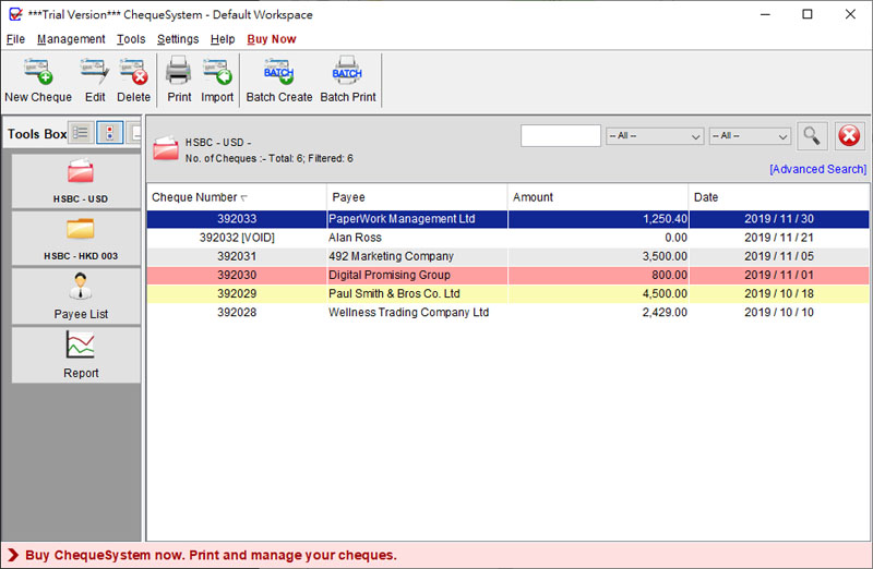 ChequeSystem Cheque Printing Software