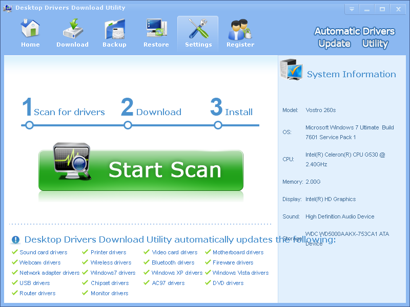 Desktop Drivers Download Utility