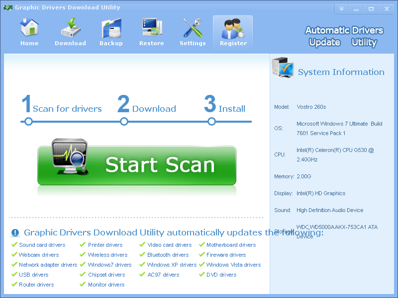 Graphic Drivers Download Utility