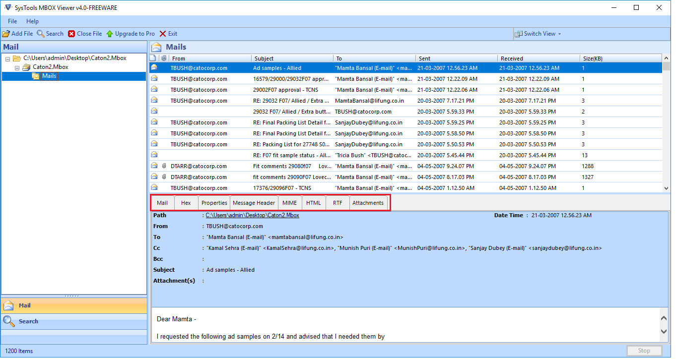 Access MBOX File