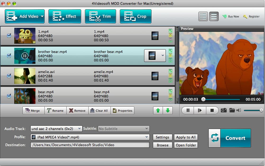 4Videosoft Mod Converter for Mac