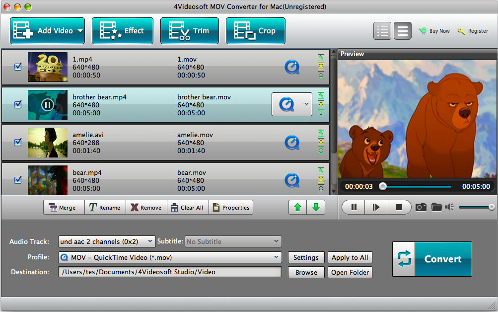 4Videosoft MOV Converter for Mac