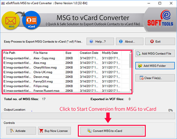 Export MSG to vCard