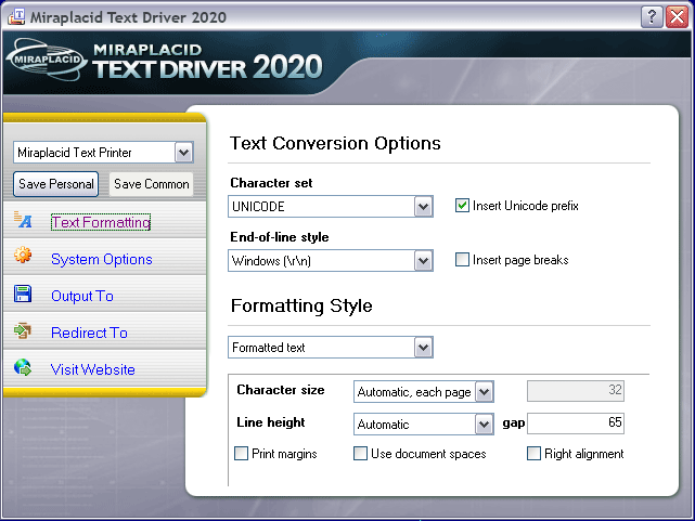 Miraplacid Text Driver