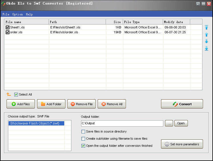 Okdo Xls to Swf Converter