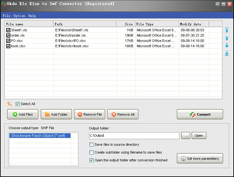 Okdo Xls Xlsx to Swf Converter