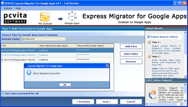 Outlook data to Gmail tool