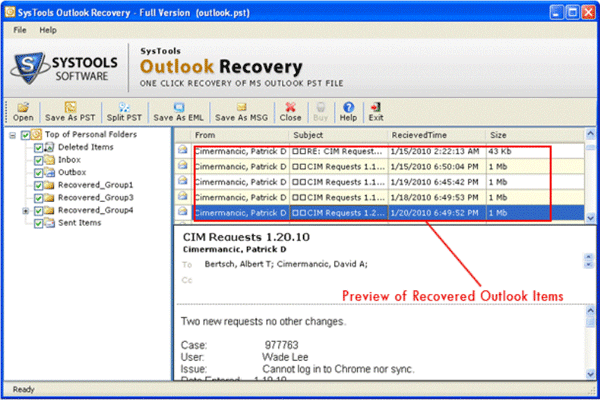 Outlook PST Scan