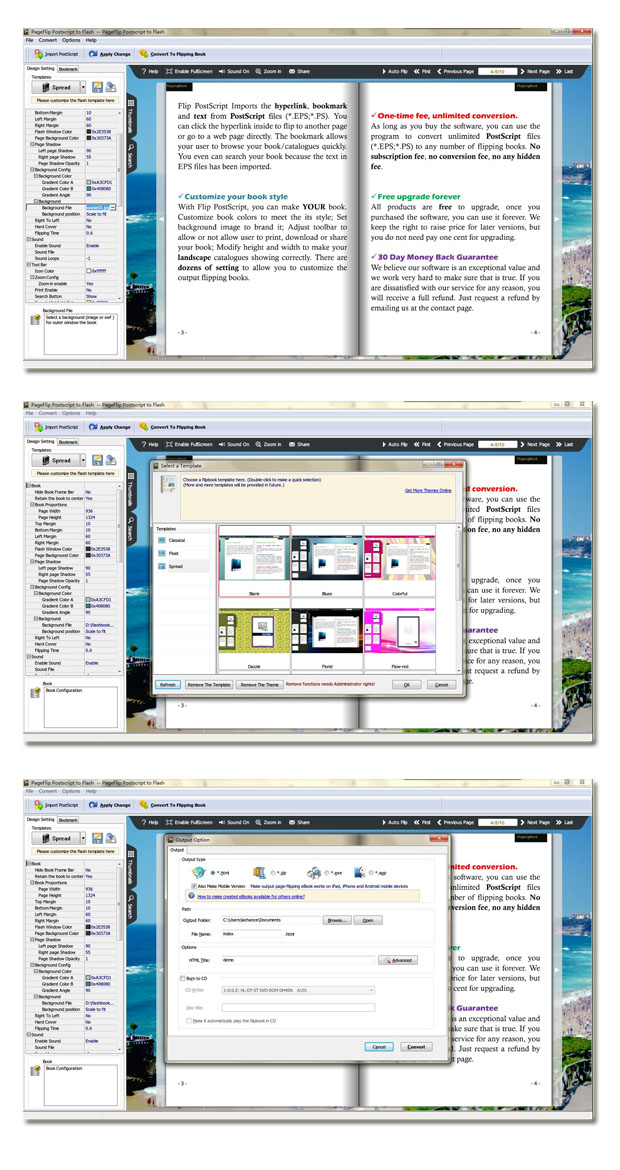 PageFlip Postscript to Flash