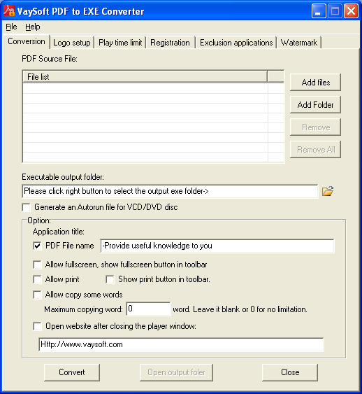 VaySoft PDF  to EXE Converter