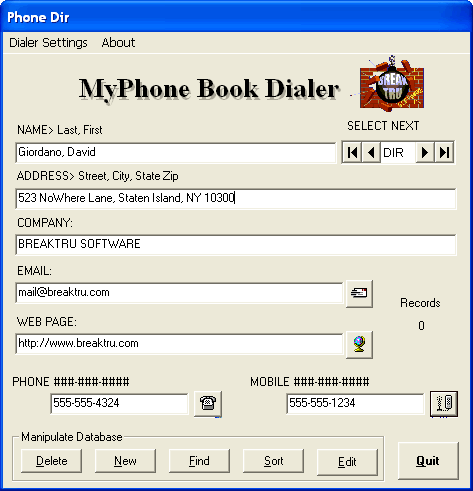 BREAKTRU MyPhone Book Dialer