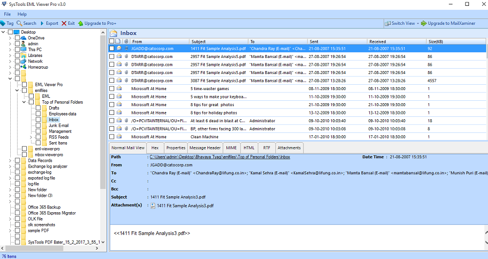 EML File Converted to PDF File