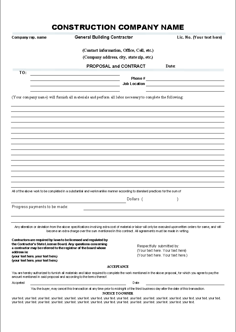 Proposal and Contract Template