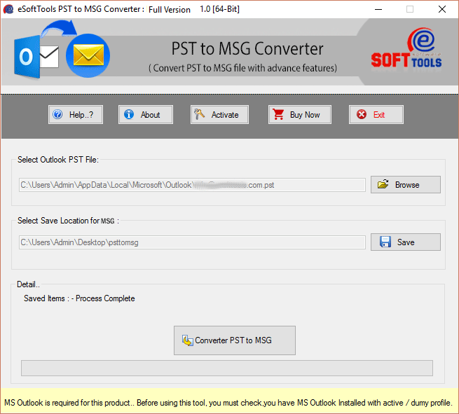 PST to MSG Converter