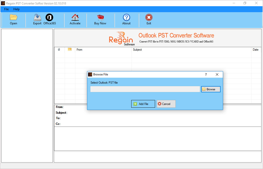 Regain Outlook PST Converter